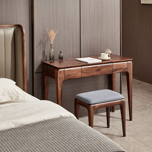 2 Drawer & Jewelry Vanity Desk Brown Wood Makeup Vanity Desk Clearhalo 'Bedroom Furniture' 'furn' 'furn_makeup_vanities' 'Furniture' 'Makeup Vanities' 'makeup_vanities' 1200x1200_373633d2-4f1d-46f4-984e-0f763da2d81f