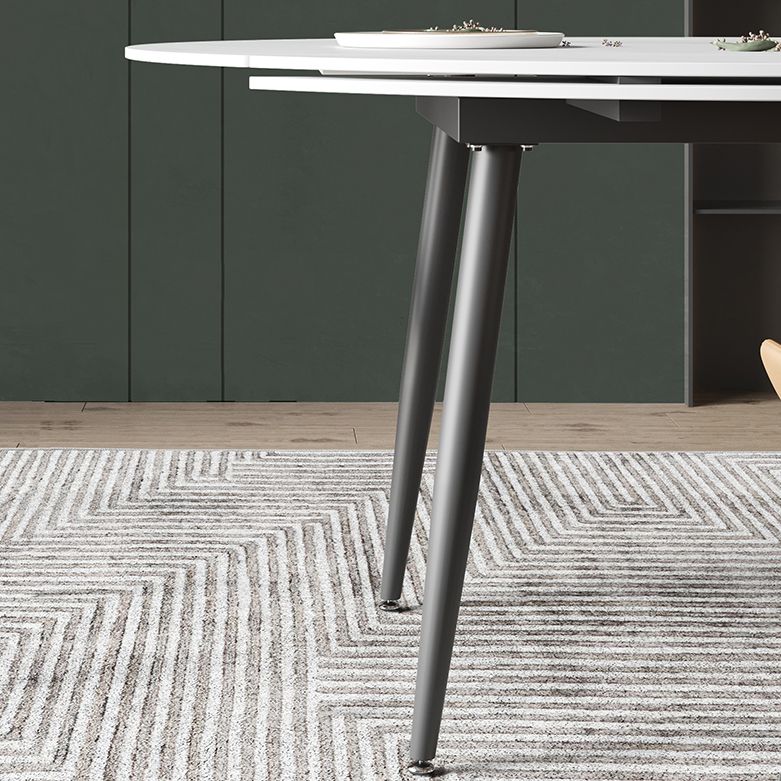 Modern Style Sintered Stone Dining Table 51.18'' Round Drop-Leaf Table with 4 Legs Clearhalo ' dining_table' 'Dining Tables & Seating' 'Dining Tables' 'furn' 'furn_dining_table' 'Furniture' 'furniture_dining_table' 'Kitchen & Dining Furniture' 'kitchen&dining_furn' 'kitchen' 'kitchen_dining_table' 1200x1200_3736398f-c4a4-4ba0-ac36-7d6edfb5e486