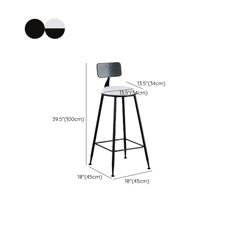 Round Upholstered Dining Stools Low Back Bar Stools with Footrest