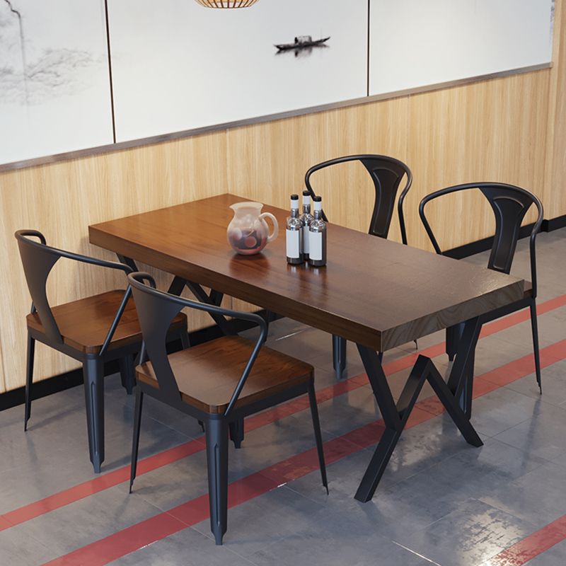 Industrial Rectangle Dining Room Table Pine Solid Wood Table with Black Double Pedestal Clearhalo ' dining_table' 'Dining Tables & Seating' 'Dining Tables' 'furn' 'furn_dining_table' 'Furniture' 'furniture_dining_table' 'Kitchen & Dining Furniture' 'kitchen&dining_furn' 'kitchen' 'kitchen_dining_table' 1200x1200_3737ad09-429b-4ced-b058-6143f95cee3f