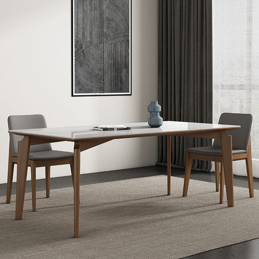 Mid-Century Modern Rectangle Dining Table White Sintered Stone Table with 4 Ash Solid Wood Legs Clearhalo ' dining_table' 'Dining Tables & Seating' 'Dining Tables' 'furn' 'furn_dining_table' 'Furniture' 'furniture_dining_table' 'Kitchen & Dining Furniture' 'kitchen&dining_furn' 'kitchen' 'kitchen_dining_table' 1200x1200_373802bd-d726-4892-aa74-671fb19da5c9
