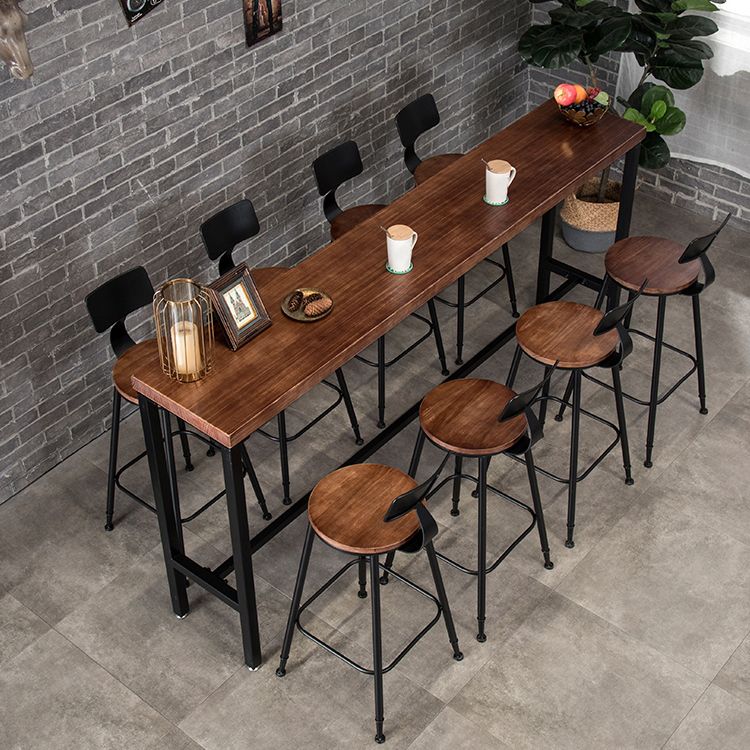 Wood Cocktail Bar Table with Rectangle Table Top Black Trestle Table - 41.3" H Clearhalo 'Bar Furniture' 'Bar Tables' 'bar_tables' 'furn' 'furn_bar_tables' 'Furniture' 'furniture_bar_tables' 'Kitchen & Dining Furniture' 1200x1200_373adfdf-d3c5-4fcc-a518-05a2fdd81f92