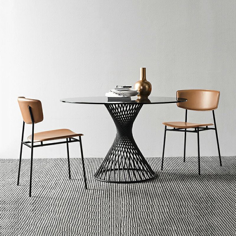 Leather Contemporary Restaurant Side Chair Open Dark Color Dining Chair Clearhalo ' kitchen&dining_furn' 'Dining Chairs' 'Dining Tables & Seating' 'dining_chair' 'furn' 'furn_dining_chair' 'Furniture' 'furniture_dining_chair' 'Kitchen & Dining Furniture' 'kitchen' 1200x1200_373c709c-64fb-410b-b22f-810a4cfd0380