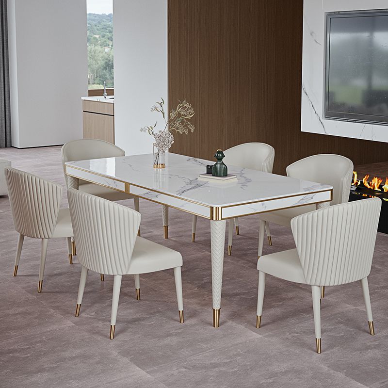 Medieval Modern Luxury Sintered Stone Top Dining Table Rectangle Table in White with 4 Legs Clearhalo ' dining_table' 'Dining Tables & Seating' 'Dining Tables' 'furn' 'furn_dining_table' 'Furniture' 'furniture_dining_table' 'Kitchen & Dining Furniture' 'kitchen&dining_furn' 'kitchen' 'kitchen_dining_table' 1200x1200_373c7b94-4eec-4dd8-97d4-df1a8a039f46