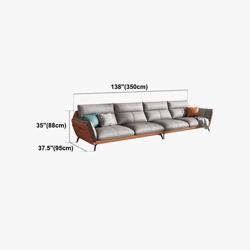 Flared Arm Stain Resistant Sectional Gray Faux Leather with Storage