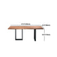 Mesa de comedor de rectángulo industrial de metal mesa de madera de pino con base de trineo