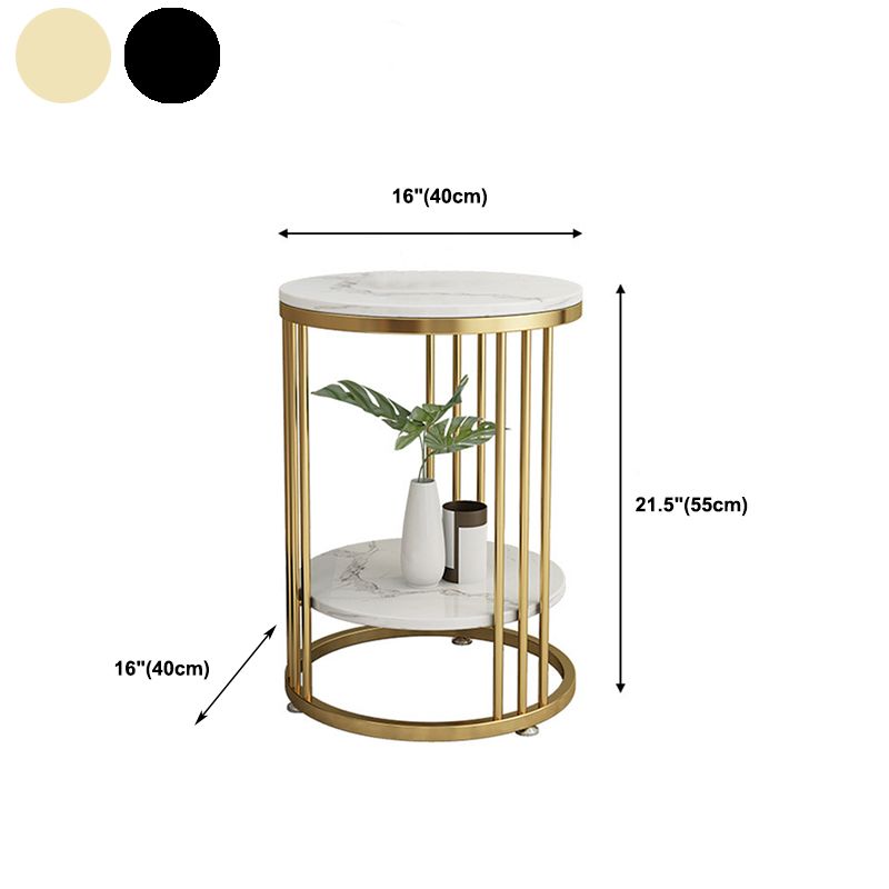 Faux Marble Accent Table Nightstand 21.65" Tall Glam Bedside Cabinet with 2 Shelves Clearhalo 'Bedroom Furniture' 'furn' 'furn_night_stand' 'Furniture' 'night_stand' 'Nightstands' 1200x1200_3740bfb7-28e5-4ce3-8e3e-3015e135e41f