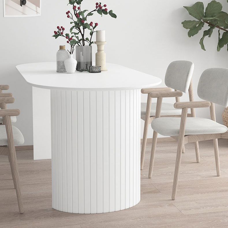 Tavolo da pranzo in pietra sinterizzato in pietra sinterizzato mobili bianchi moderni con doppio piedistallo in legno