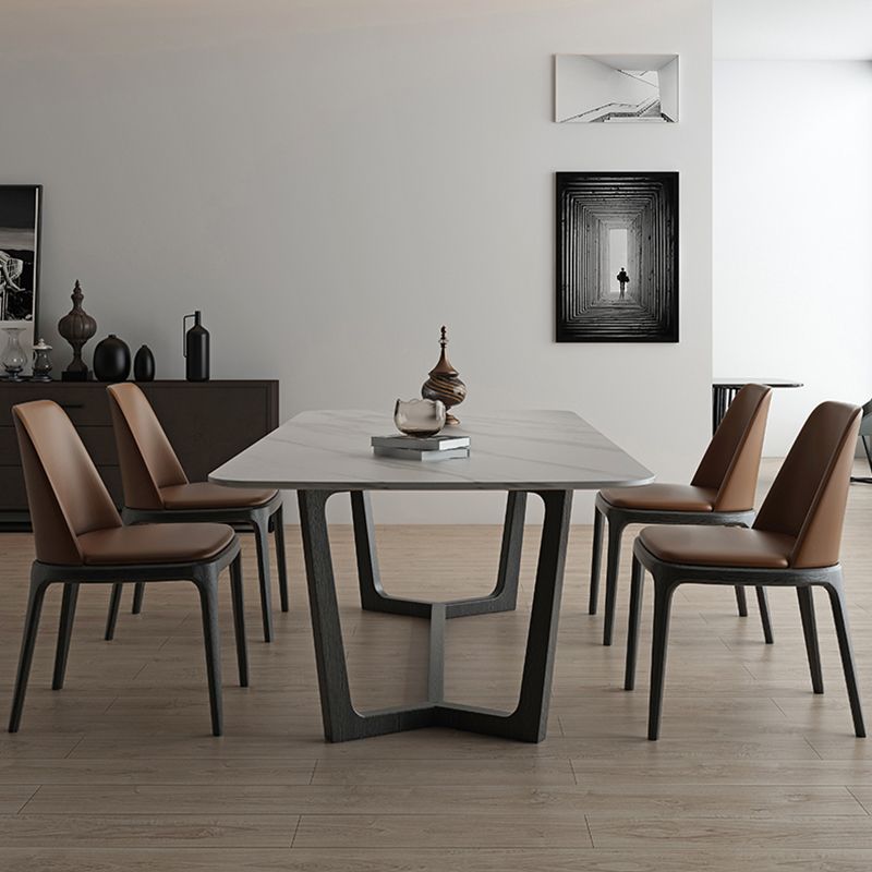Industrial Sintered Stone Top Table Rectangle Table with Trestle Base Clearhalo ' dining_table' 'Dining Tables & Seating' 'Dining Tables' 'furn' 'furn_dining_table' 'Furniture' 'furniture_dining_table' 'Kitchen & Dining Furniture' 'kitchen&dining_furn' 'kitchen' 'kitchen_dining_table' 1200x1200_374254e1-db7b-4ebb-8535-bf565d8083bb