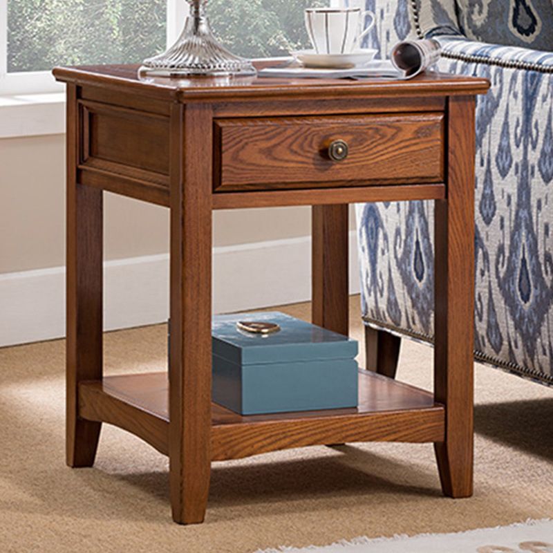 Lving Room Square Wood Top End Table Double Tier 4 Legs Side Table Clearhalo 'Coffee & Accent Tables' 'End & Side Tables' 'end_side_tables' 'furn' 'furn_end_side_tables' 'Furniture' 'Living Room Furniture' 1200x1200_3743e99c-3632-4539-a910-767989706dcc