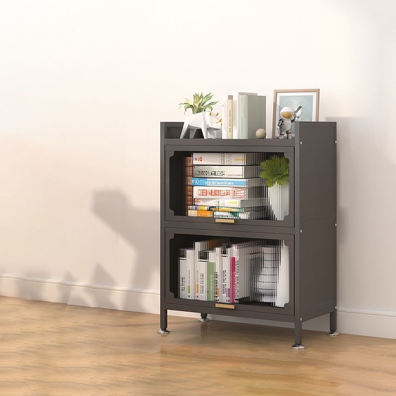 Industrial Style Metal Bookshelf Closed Back Shelf Bookcase with Doors Clearhalo 'Bookcases' 'furn' 'furn_bookcases' 'Furniture' 'furniture_bookcases' 'Office Furniture' 1200x1200_3747ee07-c599-4d7c-964e-31a384d41f11