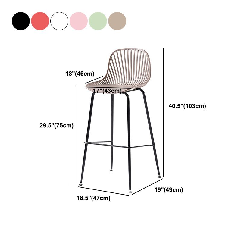 41" Height Backrest Armless Counter Stool Modern Iron Bar Stool with Plastic Cushion Clearhalo 'Bar Furniture' 'Bar Stools' 'bar_stools' 'furn' 'furn_bar_stools' 'Furniture' 'Kitchen & Dining Furniture' 1200x1200_374c0011-488f-412f-bc8e-6622cc07a661