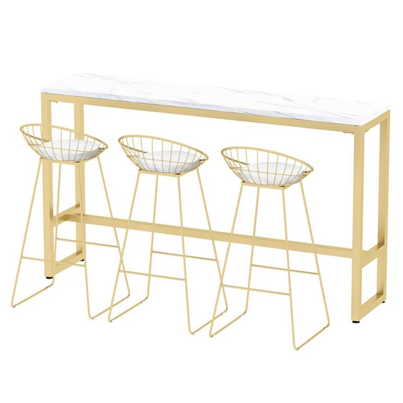 Rectangle Bar Dining Table Contemporary Bar Table with Gold Trestle Base Clearhalo 'Bar Furniture' 'Bar Tables' 'bar_tables' 'furn' 'furn_bar_tables' 'Furniture' 'furniture_bar_tables' 'Kitchen & Dining Furniture' 1200x1200_374ce2c8-ac63-4348-8764-52a9bb6e3a6e