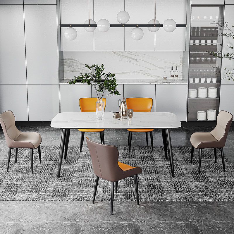 Stone Top Dining Table Traditional Luxury Table with 4 Legs in Black Clearhalo 'Dining Tables & Seating' 'Dining Tables' 'dining_table' 'furn' 'furn_dining_table' 'Furniture' 'furniture_dining_table' 'Kitchen & Dining Furniture' 'kitchen' 'kitchen_dining_table' 1200x1200_374db4e0-f361-4ee5-a1c7-289e2bcf843f