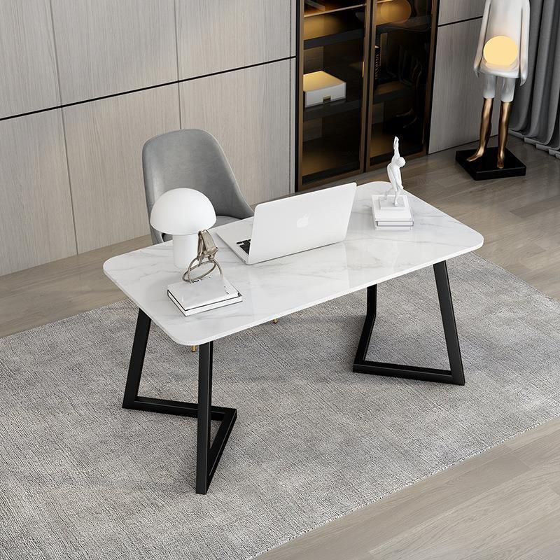 Contemporary Marble Writing Desk Office Desk with Metal Legs Clearhalo 'furn' 'furn_office_desk' 'Furniture' 'Office Desks' 'Office Furniture' 'office_desk' 1200x1200_374fd28b-6d28-43d5-8307-880f2c652615