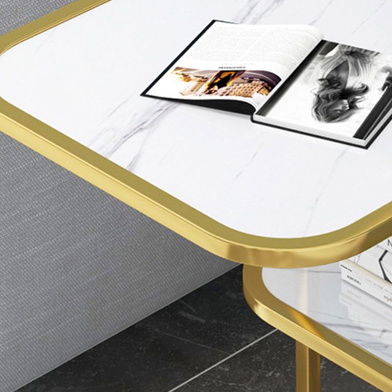 Modern Metal C Side Table Rectangular Top Side Table with Shelf Clearhalo 'Coffee & Accent Tables' 'End & Side Tables' 'end_side_tables' 'furn' 'furn_end_side_tables' 'Furniture' 'Living Room Furniture' 1200x1200_37514b7b-37b5-4ad1-971b-a71b28bcfa35