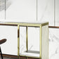 Mesa de bar rectangular Glam, mesa de pedestal doble de mármol sintético con almacenamiento
