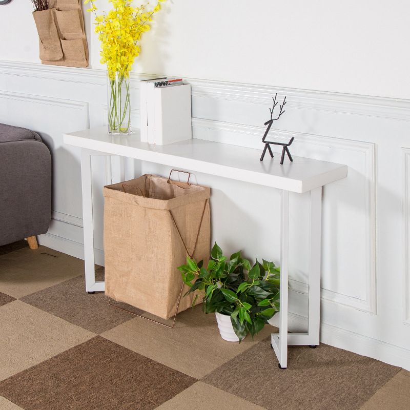 Mesa de consola moderna de mediados de siglo con tapa de rectángulo de madera para Hall