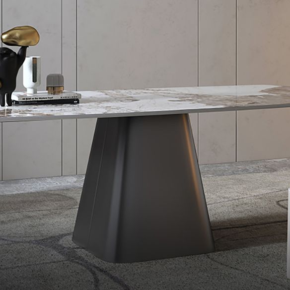 Minimalist Style Sintered Stone Dining Table with White Fixed Table and Pedestal Base for Home Use Clearhalo 'Dining Room Sets' 'Dining Tables & Seating' 'dining_room_set' 'furn' 'furn_dining_room_set' 'Furniture' 'furniture_dining_room_set' 'Kitchen & Dining Furniture' 'kitchen&dining_furn' 'kitchen' 1200x1200_3752f67b-aed6-41d3-9a83-4828fea5887c