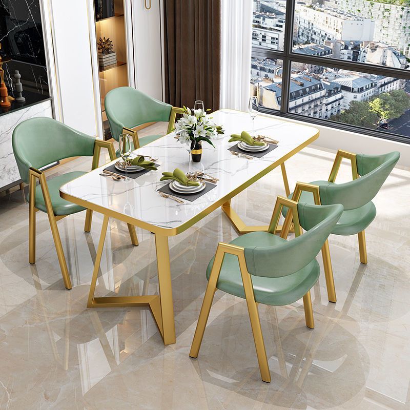 Dinner Room Dining Table Kitchen Luxury Stone Metal Base Dining Table Clearhalo 'Dining Tables & Seating' 'Dining Tables' 'dining_table' 'furn' 'furn_dining_table' 'Furniture' 'Kitchen & Dining Furniture' 1200x1200_37534850-1476-4704-887d-bd05659e5da8