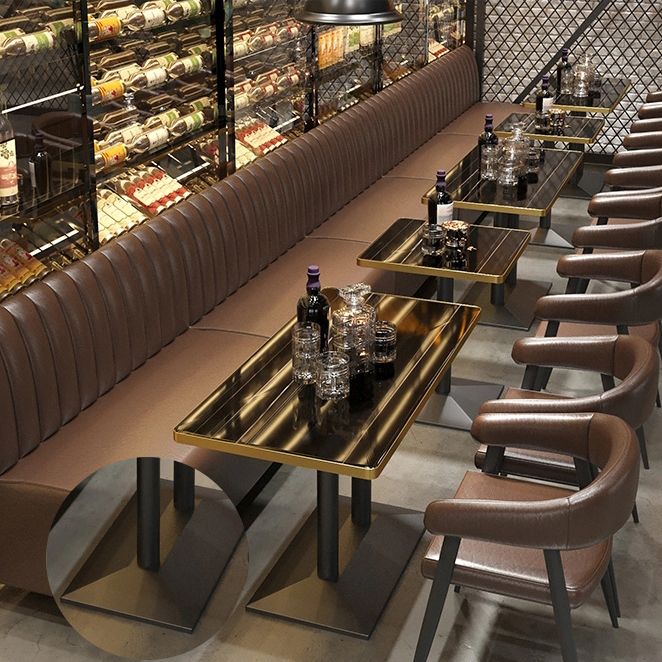 Industrial Style Dining Table Black Table with Metal Pedestal Base for Dining Room Clearhalo ' dining_table' 'Dining Tables & Seating' 'Dining Tables' 'furn' 'furn_dining_table' 'Furniture' 'furniture_dining_table' 'Kitchen & Dining Furniture' 'kitchen&dining_furn' 'kitchen' 'kitchen_dining_table' 1200x1200_37569cd4-86a8-4548-8c9e-15ba0c8789f9