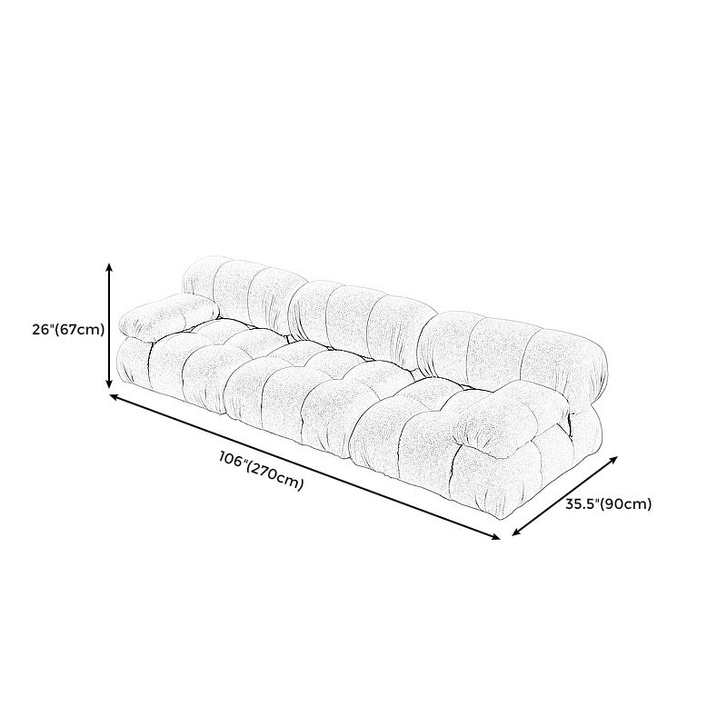 Contemporary Biscuit Back Sofa 26.38"High Velvet Couch for Living Room,White Clearhalo 'furn' 'furn_sofas' 'Furniture' 'furniture_sofas' 'kitchen' 'kitchen_sofas' 'Living Room Furniture' 'Sofa' 'sofas' 1200x1200_3756bf0f-709a-4252-8045-1c2be1c0afcd