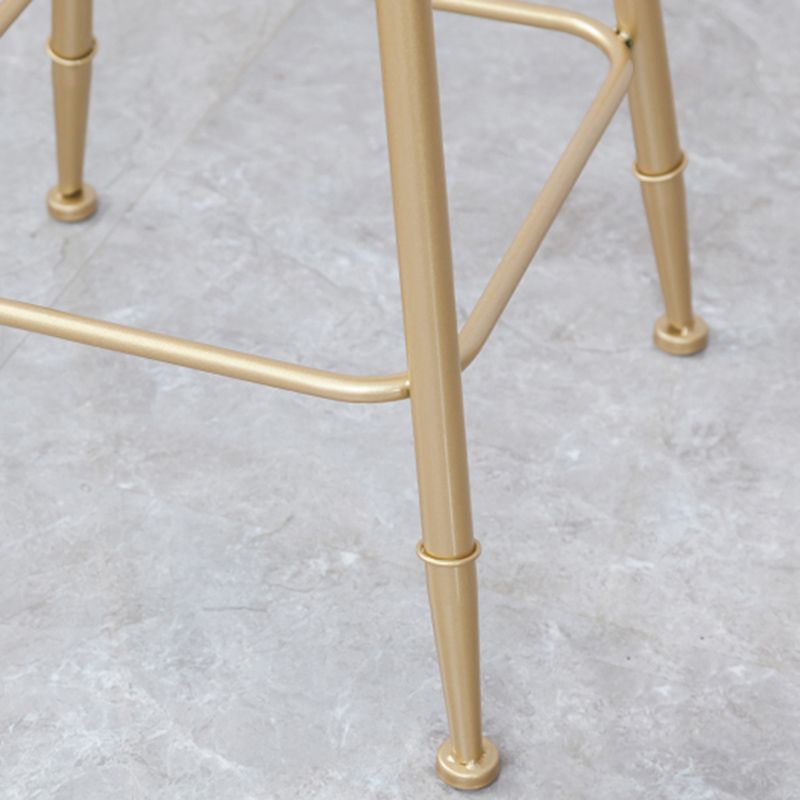 Scandinavian Footrest Bar Stools Fabric Round Seat Barstool with 4 Gold Iron Legs Clearhalo 'Bar Furniture' 'Bar Stools' 'bar_stools' 'furn' 'furn_bar_stools' 'Furniture' 'Kitchen & Dining Furniture' 1200x1200_37578d6a-975f-4879-88ca-880979fc6d56