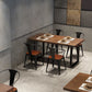 Mesa de comedor de madera maciza marrón mesa de comedor industrial con marco negro