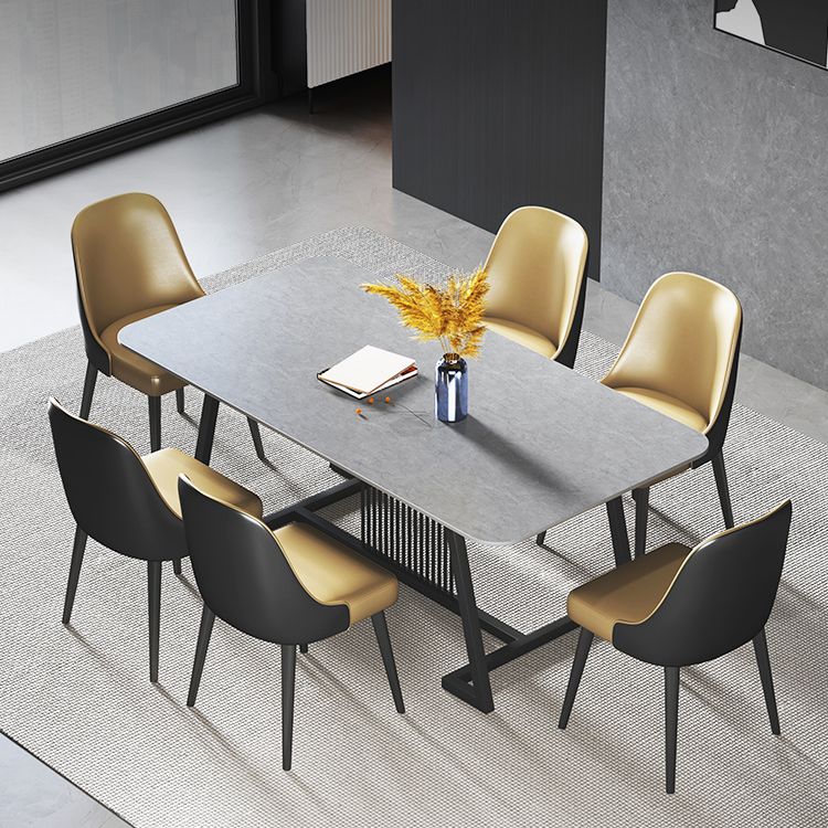 Modern 1/2/5/7 Pieces Dining Set Sintered Stone Dining Table Set with Leather Chairs Clearhalo 'Dining Room Sets' 'Dining Tables & Seating' 'dining_room_set' 'furn' 'furn_dining_room_set' 'Furniture' 'furniture_dining_room_set' 'Kitchen & Dining Furniture' 'kitchen&dining_furn' 'kitchen' 1200x1200_37598c48-8358-4ddb-a9a9-6be8cb1bd1e8