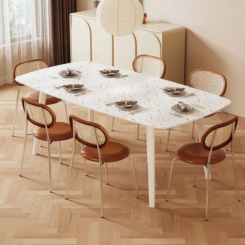 Modern Stone White Dining Table Ash Wood Base for Dining Room Clearhalo 'Dining Tables & Seating' 'Dining Tables' 'dining_table' 'furn' 'furn_dining_table' 'Furniture' 'Kitchen & Dining Furniture' 1200x1200_375bae1f-825c-4407-9f3b-6a6360c9aa52