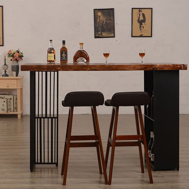 Living Room Brown Bar Dining Table Rectangle Storage Wood Pub Height Dining Table Clearhalo 'Bar Furniture' 'Bar Tables' 'bar_tables' 'furn' 'furn_bar_tables' 'Furniture' 'furniture_bar_tables' 'Kitchen & Dining Furniture' 'kitchen&dining_furn' 'kitchen' 1200x1200_375c5893-2be0-4d79-9a4d-f24f3cb39185