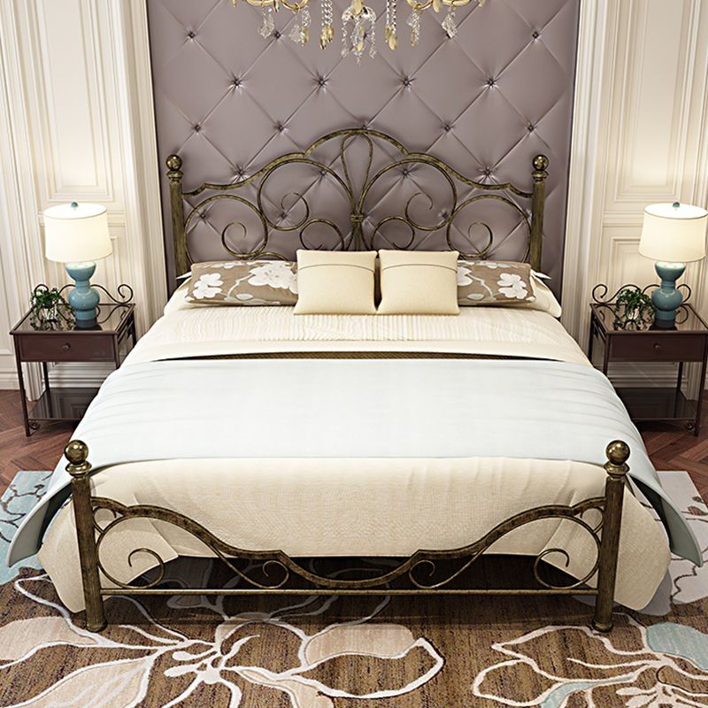 Industrial Open-Frame Bed Retro Metallic Low Profile Bed Frame with Headboard