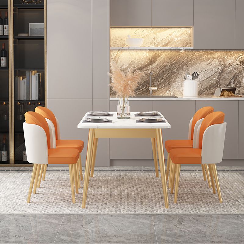 Minimalist White Rectangle Shape Dining Set Sintered Stone Top Dining Set with 4 Legs Table Clearhalo 'Dining Room Sets' 'Dining Tables & Seating' 'dining_room_set' 'furn' 'furn_dining_room_set' 'Furniture' 'furniture_dining_room_set' 'Kitchen & Dining Furniture' 'kitchen&dining_furn' 'kitchen' 1200x1200_375f6928-e0f0-4eae-a67d-876a167b1486