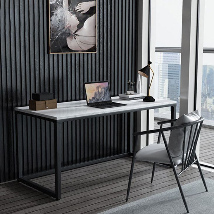 Glam Stone Office Desk 29.53-inch Tall Rectangular Writing Desk Clearhalo 'furn' 'furn_office_desk' 'Furniture' 'Office Desks' 'Office Furniture' 'office_desk' 1200x1200_3760d157-89a1-4c63-9f77-3f3290ee04bb