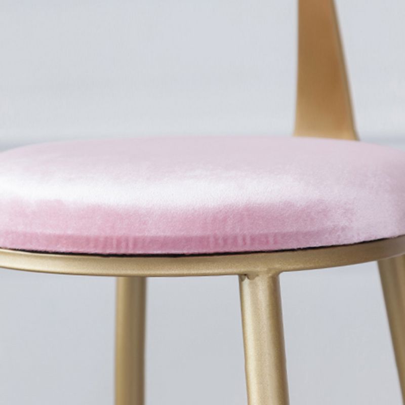 Scandinavian Footrest Bar Stools Fabric Round Seat Barstool with 4 Gold Iron Legs Clearhalo 'Bar Furniture' 'Bar Stools' 'bar_stools' 'furn' 'furn_bar_stools' 'Furniture' 'Kitchen & Dining Furniture' 1200x1200_3761e049-f050-41ca-affe-4e8e8426e313