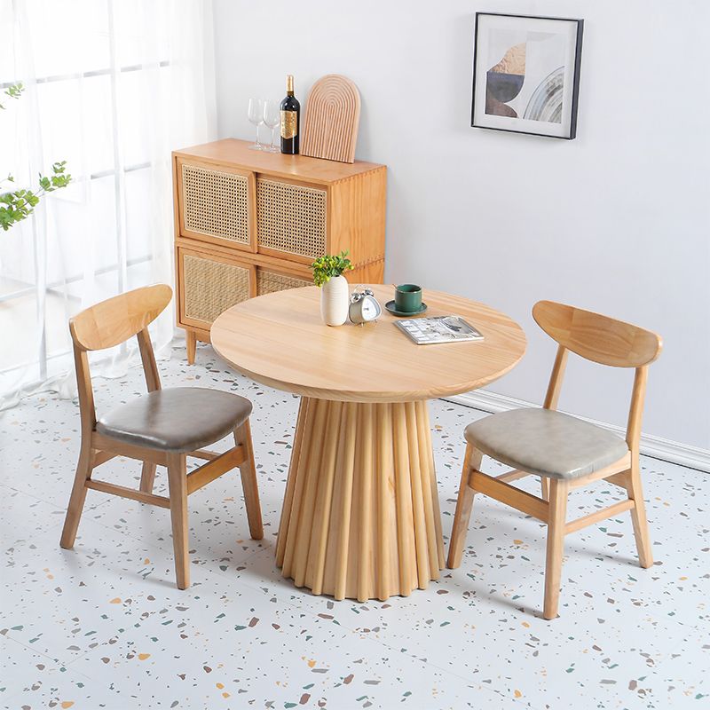 Modern Round Dining Table Natural Solid Wood Base Pedestal Dining Table Clearhalo 'Dining Tables & Seating' 'Dining Tables' 'dining_table' 'furn' 'furn_dining_table' 'Furniture' 'furniture_dining_table' 'Kitchen & Dining Furniture' 'kitchen' 'kitchen_dining_table' 1200x1200_3762f5c8-1e98-4e5e-ad68-db13021fd2ec