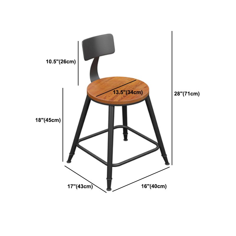 Tabouret de bar industriel en métal sans arme-arme chaise de bar rond en bois avec repose-pied