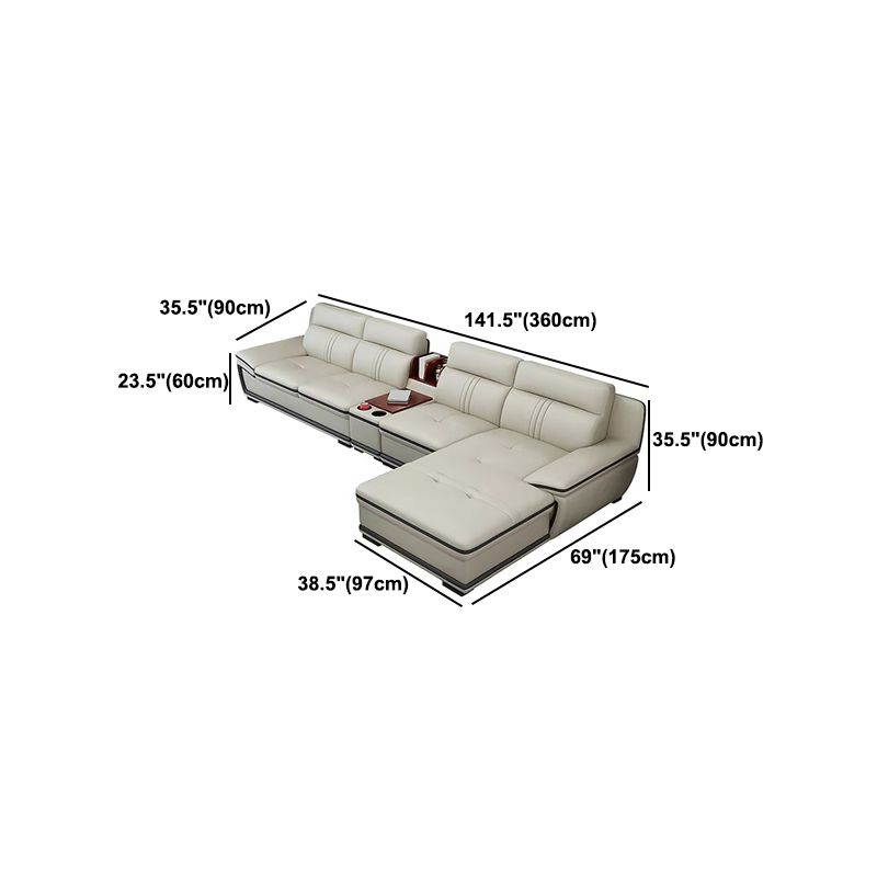 Oreiller tufted top bras sectionnel modernisme beige authentique canapé en cuir et chaise