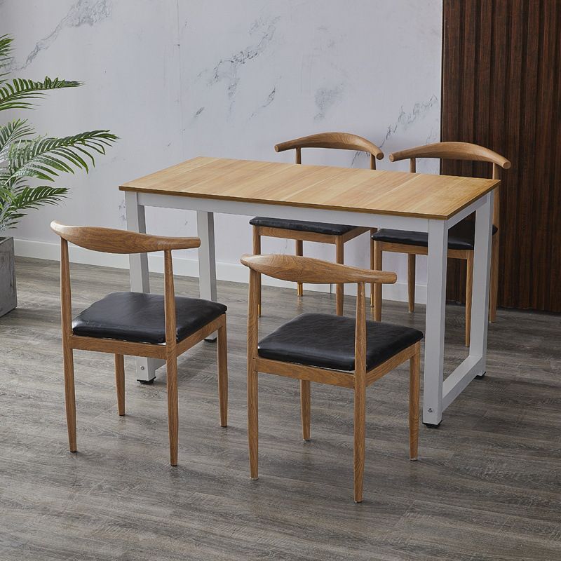 PU Leather Dining Chairs Industrial Open Back Dining Side Chair