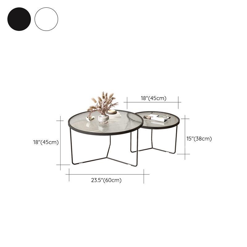 Contemporary Coffee Table Set Glass Round 2-Piece Coffee Cocktail Table Clearhalo 'Coffee & Accent Tables' 'Coffee Tables' 'coffee_tables' 'furn' 'furn_coffee_tables' 'Furniture' 'Living Room Furniture' 1200x1200_3765be23-c734-4787-8e1c-3cc269bd856e