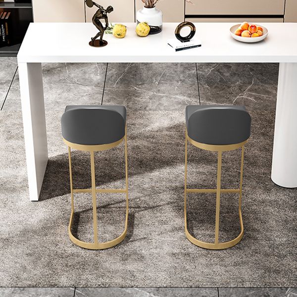 Faux Leather Dining Stool Bucket Bar Stool with Gold Metal Base Clearhalo 'Bar Furniture' 'Bar Stools' 'bar_stools' 'furn' 'furn_bar_stools' 'Furniture' 'Kitchen & Dining Furniture' 1200x1200_3766a144-bd98-4894-9c34-d4514e0e8927