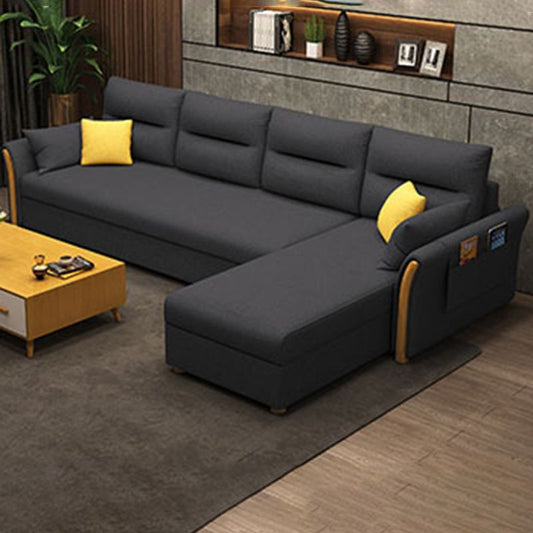 Modern Convertible Futon Sofa Bed 4-seater Settee Furniture with Bolster Pillows Clearhalo 'furn' 'furn_sectionals' 'Furniture' 'furniture_sectionals' 'kitchen' 'kitchen_sectionals' 'Living Room Furniture' 'Sectionals' 1200x1200_376777dc-e1cc-42c0-a438-2b4919573bce