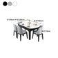 Round Marble Dining Table Modern 4 Legs Dining Table with Leaf Extension Clearhalo 'Dining Tables & Seating' 'Dining Tables' 'dining_table' 'furn' 'furn_dining_table' 'Furniture' 'furniture_dining_table' 'Kitchen & Dining Furniture' 'kitchen' 'kitchen_dining_table' 1200x1200_37689c2d-214f-44f1-96a8-aeb2503fee75