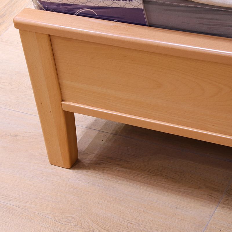 天然固体木材標準ベッド中世のモダンな長方形のパネルベッド