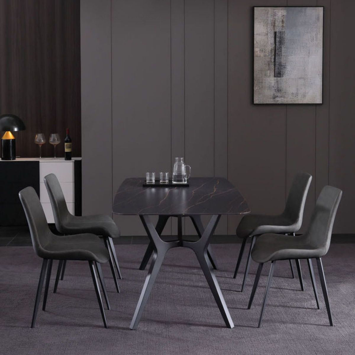 Contemporary Rectangle Dining Table Sintered Stone Dining Table with Black Trestle Base Clearhalo ' dining_table' 'Dining Tables & Seating' 'Dining Tables' 'furn' 'furn_dining_table' 'Furniture' 'furniture_dining_table' 'Kitchen & Dining Furniture' 'kitchen&dining_furn' 'kitchen' 'kitchen_dining_table' 1200x1200_376aec1e-33d4-4133-a8f0-8d3c6c6c7ccd