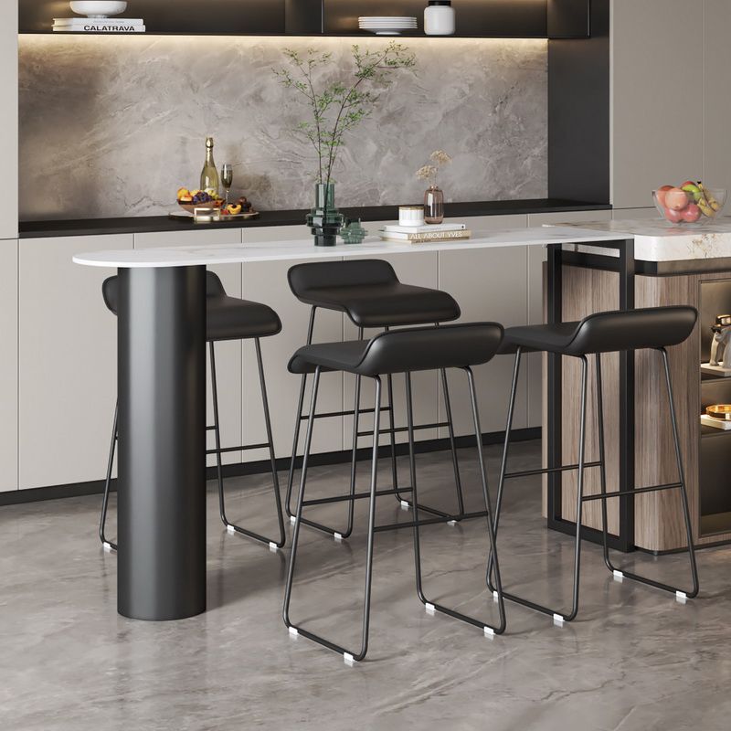 White Modern Style Table in Faux Marble and Metal Milk Tea Shop Bar Table Clearhalo 'Bar Furniture' 'Bar Tables' 'bar_tables' 'furn' 'furn_bar_tables' 'Furniture' 'furniture_bar_tables' 'Kitchen & Dining Furniture' 1200x1200_376b8e15-32b9-4c41-99cc-3f3d2aea6da1