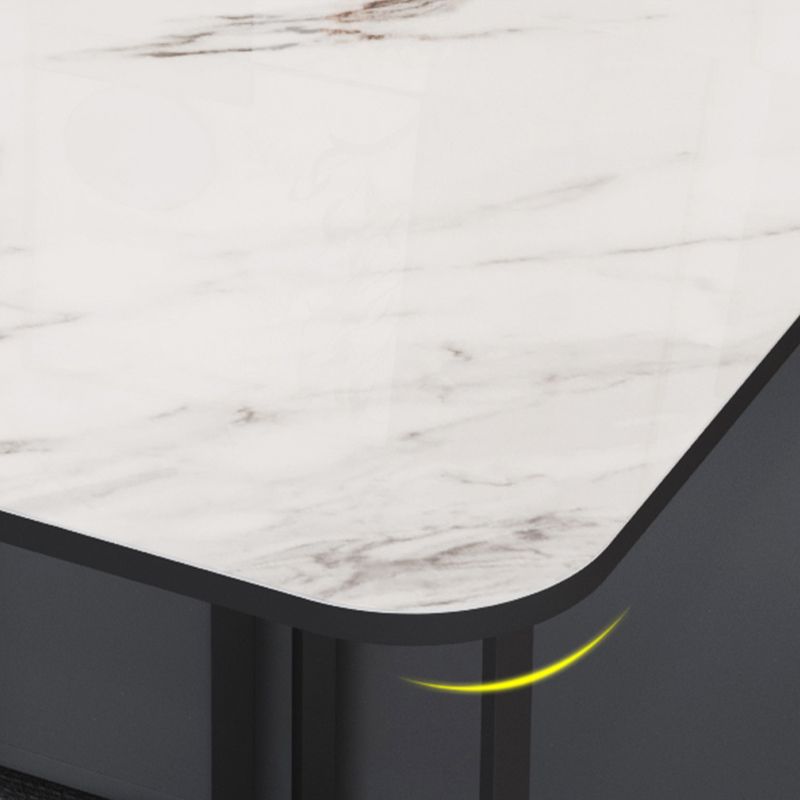 Foldable Sintered Stone Top Dining Table Modern Rectangle Table with Storage Trestle Base Clearhalo 'Dining Tables & Seating' 'Dining Tables' 'dining_table' 'furn' 'furn_dining_table' 'Furniture' 'Kitchen & Dining Furniture' 1200x1200_376bc4c7-6108-4eb7-9f41-b008f6e55f53