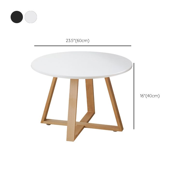 Table basse ronde en bois de style moderne, table de cocktail à pieds croisés