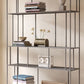 Moderne stijl Open Back boekenplank Verticale metalen boekenkast met planken