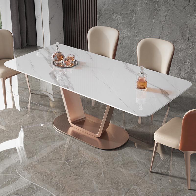 Rose Base Pedestal Casual Dining Table Rectangle Traditional Luxury Dining Table Clearhalo 'Dining Tables & Seating' 'Dining Tables' 'dining_table' 'furn' 'furn_dining_table' 'Furniture' 'Kitchen & Dining Furniture' 1200x1200_376fed4a-db45-4a51-9938-1a12737fbb40